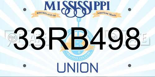 33RB498 Mississippi License Plate