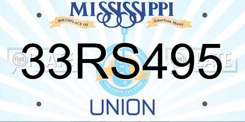 33RS495 Mississippi License Plate
