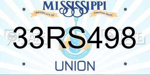 33RS498 Mississippi License Plate