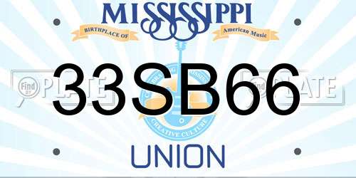 33SB66 Mississippi License Plate