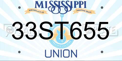 33ST655 Mississippi License Plate