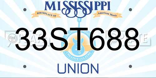 33ST688 Mississippi License Plate