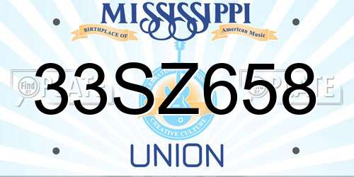 33SZ658 Mississippi License Plate