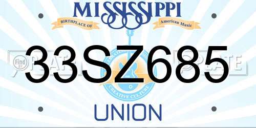 33SZ685 Mississippi License Plate