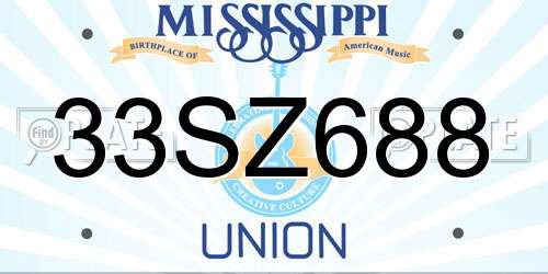 33SZ688 Mississippi License Plate