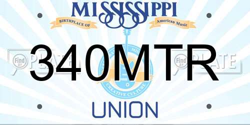 340MTR Mississippi License Plate