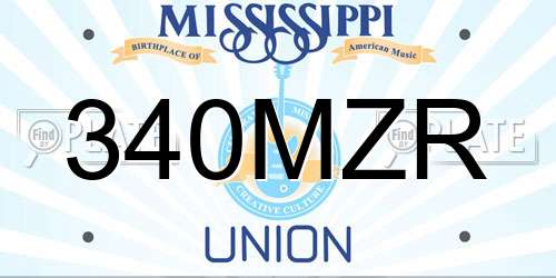 340MZR Mississippi License Plate