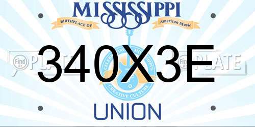 340X3E Mississippi License Plate