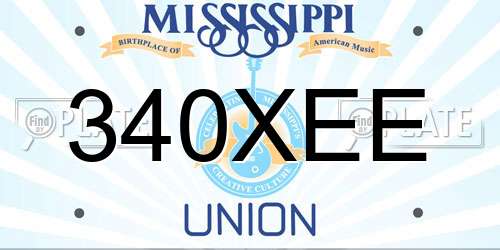340XEE Mississippi License Plate