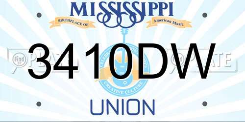 3410DW Mississippi License Plate