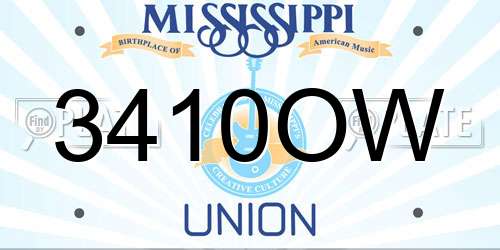 3410OW Mississippi License Plate
