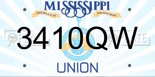 3410QW Mississippi License Plate