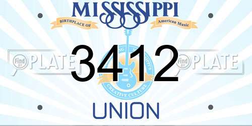 3412 Mississippi License Plate