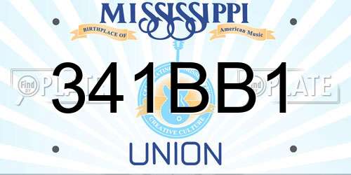 341BB1 Mississippi License Plate
