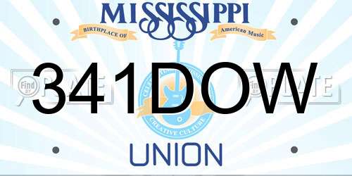 341DOW Mississippi License Plate