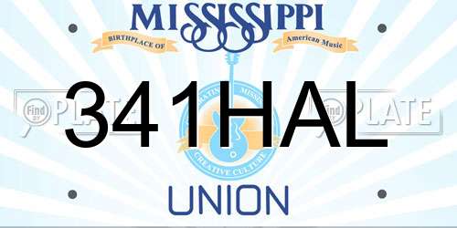 341HAL Mississippi License Plate