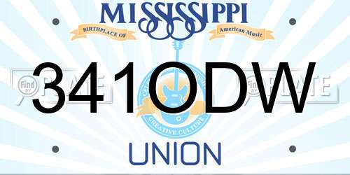 341ODW Mississippi License Plate