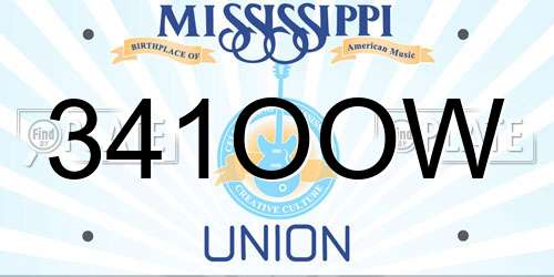 341OOW Mississippi License Plate