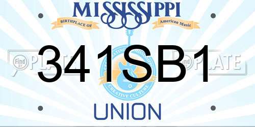 341SB1 Mississippi License Plate