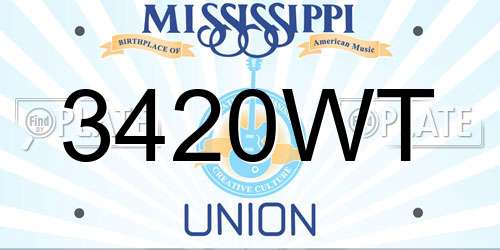 3420WT Mississippi License Plate