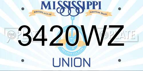 3420WZ Mississippi License Plate