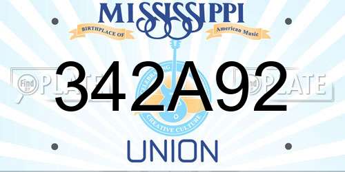 342A92 Mississippi License Plate