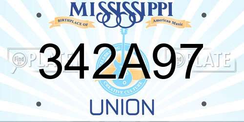 342A97 Mississippi License Plate
