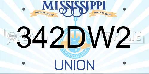 342DW2 Mississippi License Plate