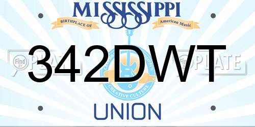 342DWT Mississippi License Plate