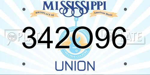342O96 Mississippi License Plate