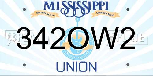 342OW2 Mississippi License Plate