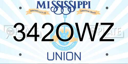 342OWZ Mississippi License Plate