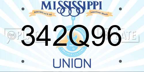 342Q96 Mississippi License Plate