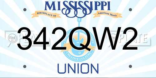 342QW2 Mississippi License Plate