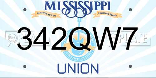 342QW7 Mississippi License Plate