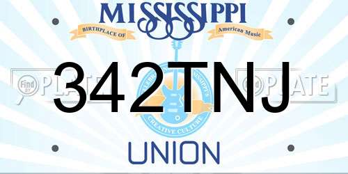 342TNJ Mississippi License Plate