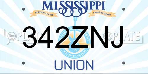 342ZNJ Mississippi License Plate
