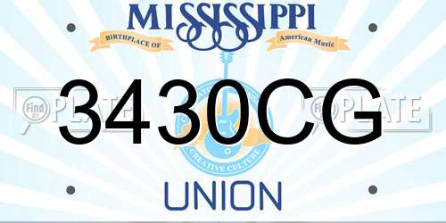3430CG Mississippi License Plate