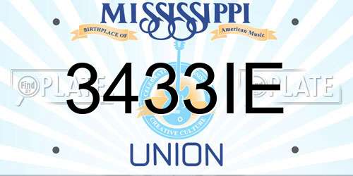 3433IE Mississippi License Plate