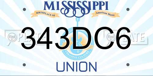 343DC6 Mississippi License Plate
