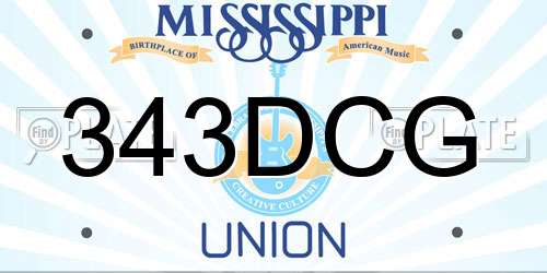 343DCG Mississippi License Plate