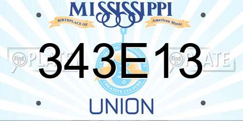 343E13 Mississippi License Plate
