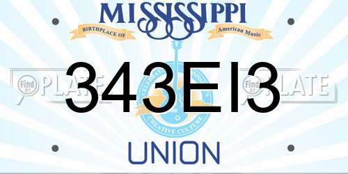 343EI3 Mississippi License Plate