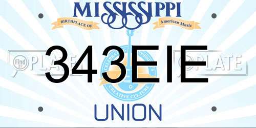 343EIE Mississippi License Plate