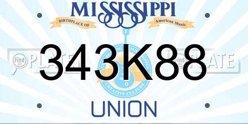 343K88 Mississippi License Plate