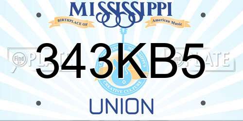 343KB5 Mississippi License Plate