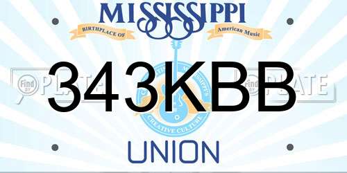 343KBB Mississippi License Plate