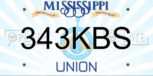 343KBS Mississippi License Plate