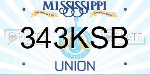 343KSB Mississippi License Plate