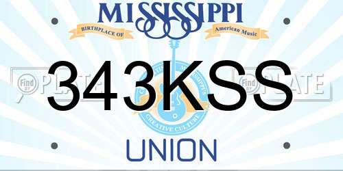 343KSS Mississippi License Plate